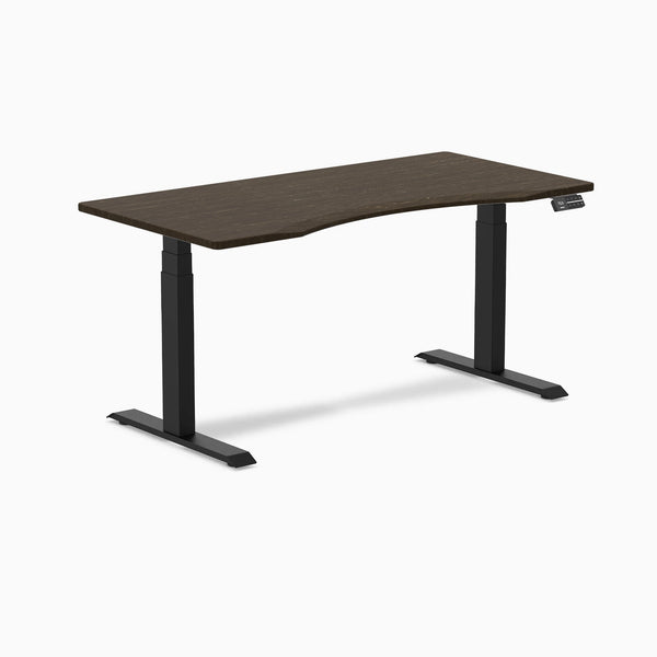 Desky Dual Ergo Edge Sit Stand Desk-Dual Desks-Desky-Dark Bamboo-1500x750mm-Matte Black-Desky® Australia