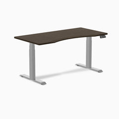 Desky Dual Ergo Edge Sit Stand Desk-Dual Desks-Desky-Dark Bamboo-1500x750mm-Grey-Desky® Australia
