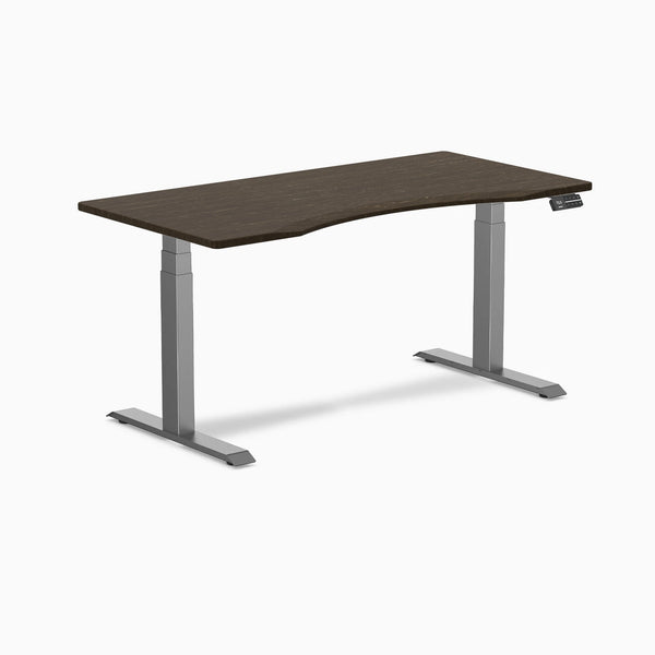 Desky Dual Ergo Edge Sit Stand Desk-Dual Desks-Desky-Dark Bamboo-1500x750mm-Space Grey-Desky® Australia