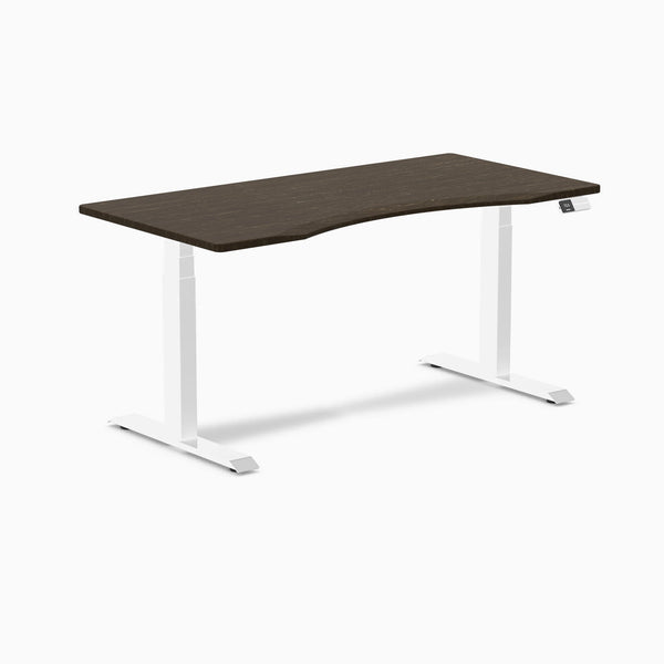 Desky Dual Ergo Edge Sit Stand Desk-Dual Desks-Desky-Dark Bamboo-1500x750mm-White-Desky® Australia