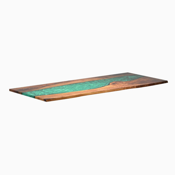 Desky Resin Hardwood Desk Tops, Natural Walnut Emerald River desktop
