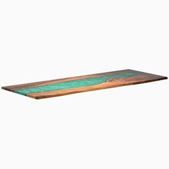 Desky Resin Hardwood Desk Tops, Natural Walnut Emerald River desktop