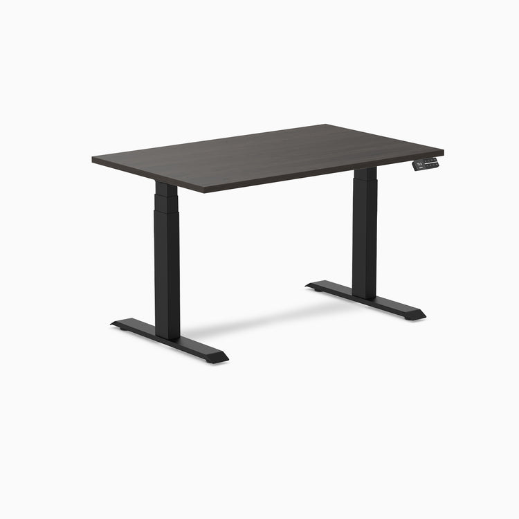 Almost Perfect Desky Dual Melamine Sit Stand Desk-Burnished Wood Desky®