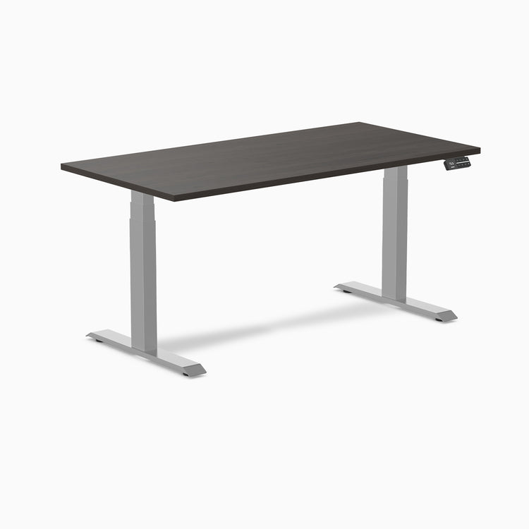 Almost Perfect Desky Dual Melamine Sit Stand Desk-Burnished Wood Desky®