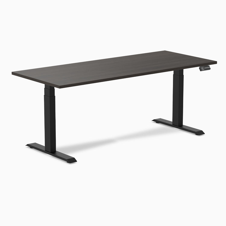 Almost Perfect Desky Dual Melamine Sit Stand Desk-Burnished Wood Desky®