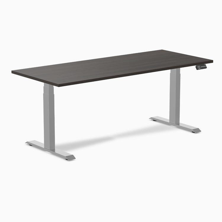 Almost Perfect Desky Dual Melamine Sit Stand Desk-Burnished Wood Desky®