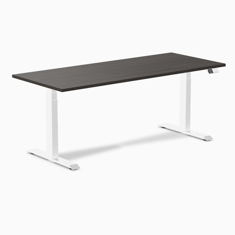 Almost Perfect Desky Dual Melamine Sit Stand Desk-Burnished Wood Desky®