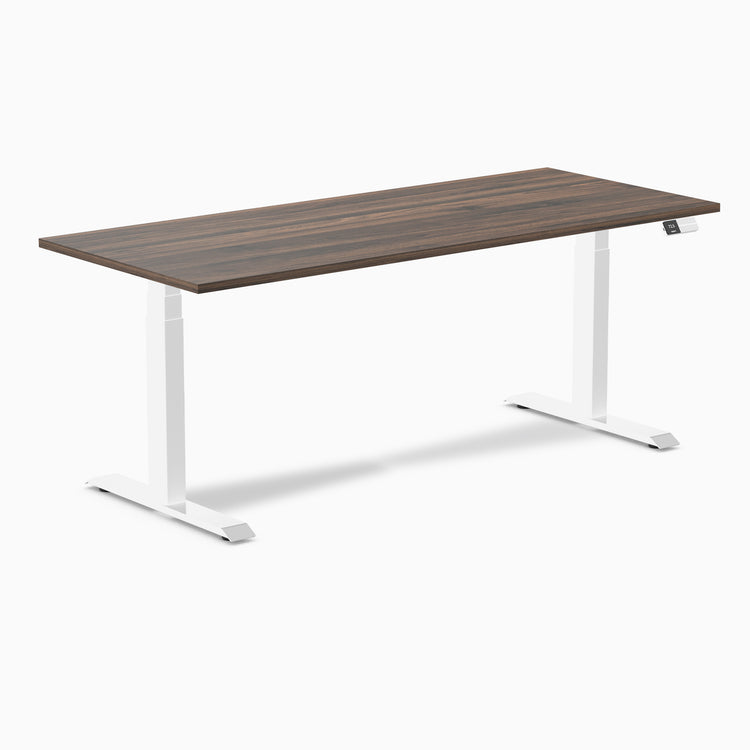 Electric Dual melamine sit stand desk jarrah desktop - Desky