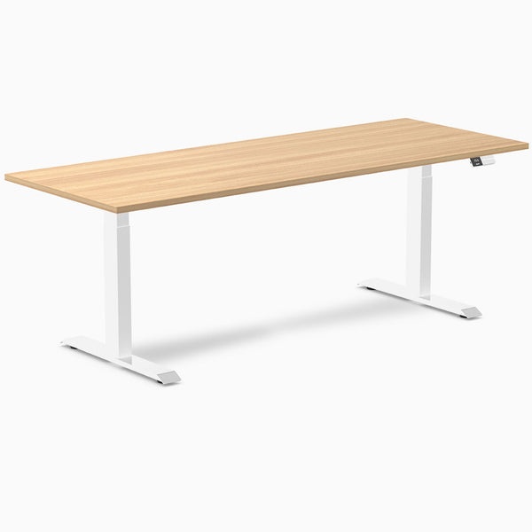 Desky Dual Melamine Sit Stand Desk-Dual Desks-Desky-Sublime Teak-2000x750mm-White-Desky® Australia