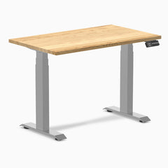 Desky Dual Mini Hardwood Sit Stand Desk-Dual Desks-Desky-White Oak-1000x600mm-Grey-Desky® Australia