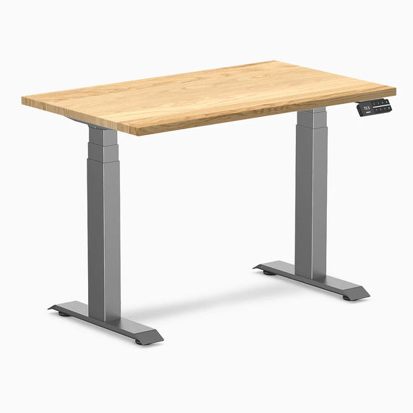 Desky Dual Mini Hardwood Sit Stand Desk-Dual Desks-Desky-White Oak-1000x600mm-Space Grey-Desky® Australia