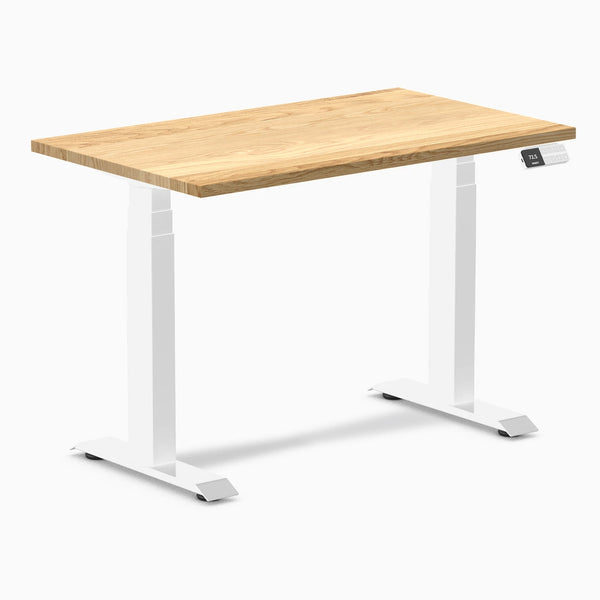 Desky Dual Mini Hardwood Sit Stand Desk-Dual Desks-Desky-White Oak-1000x600mm-White-Desky® Australia