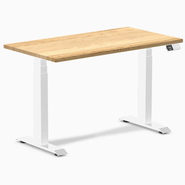 Desky Dual Mini Hardwood Sit Stand Desk-Dual Desks-Desky-White Oak-1100x600mm-White-Desky® Australia