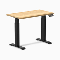 Desky Dual Mini Hardwood Sit Stand Desk-Dual Desks-Desky-White Oak-900x500mm-Matte Black-Desky® Australia