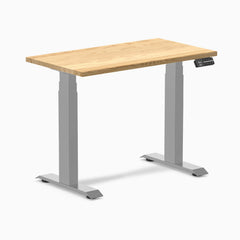 Desky Dual Mini Hardwood Sit Stand Desk-Dual Desks-Desky-White Oak-900x500mm-Grey-Desky® Australia
