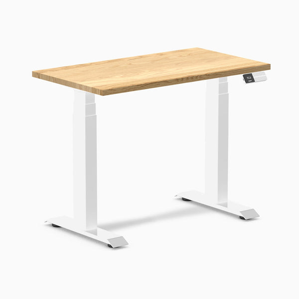 Desky Dual Mini Hardwood Sit Stand Desk-Dual Desks-Desky-White Oak-900x500mm-White-Desky® Australia