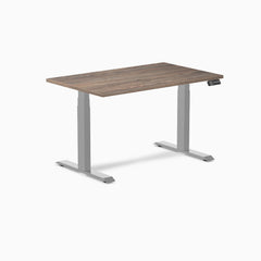 Desky Dual Melamine Sit Stand Desk-Dual Desks-Desky-Natural Walnut-1200x750mm-Grey-Desky® Australia