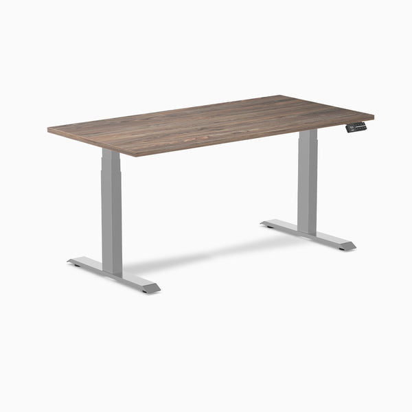 Desky Dual Melamine Sit Stand Desk-Dual Desks-Desky-Natural Walnut-1500x750mm-Grey-Desky® Australia