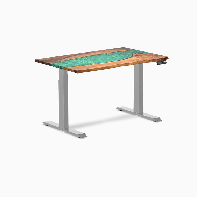 Electric resin hardwood sit stand desk natural walnut river - Desky