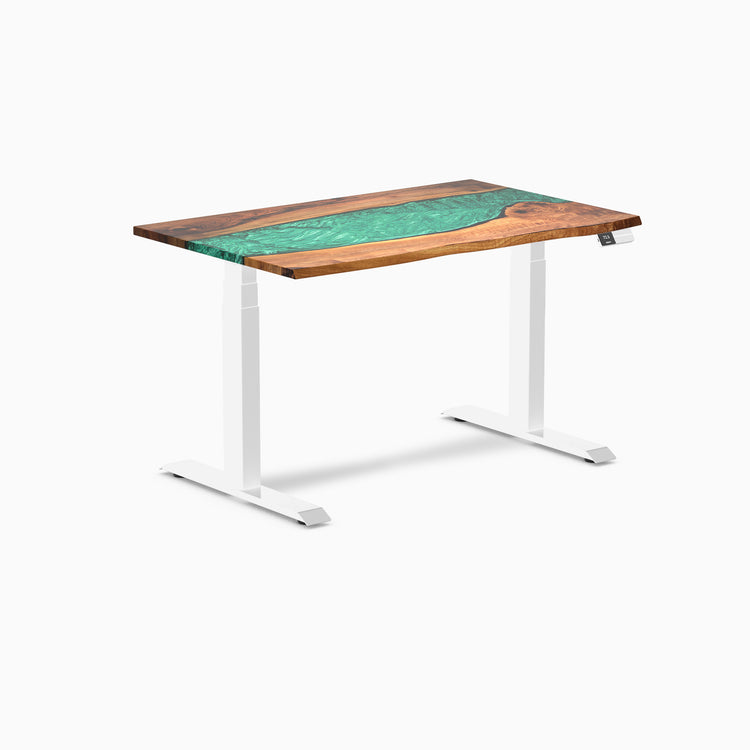 Almost Perfect Desky Dual Resin Hardwood Sit Stand Desk-Natural walnut emerald Desky®