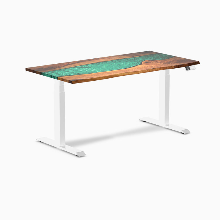 Electric resin hardwood sit stand desk natural walnut river - Desky