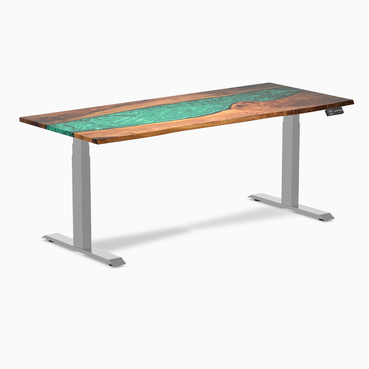 Electric resin hardwood sit stand desk natural walnut river - Desky