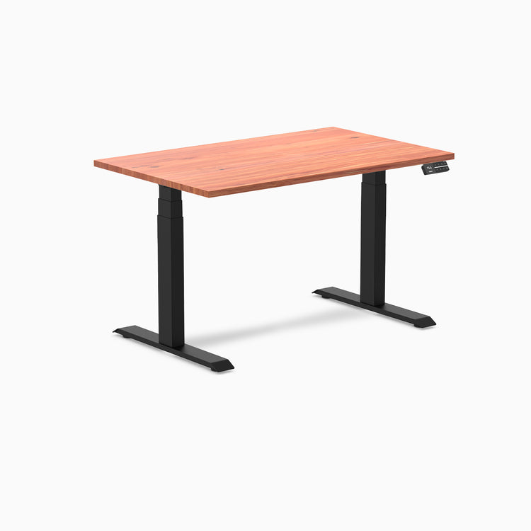 Electric dual softwood sit stand desk Red cedar - Desky