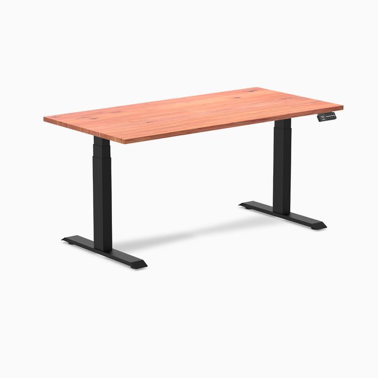 Electric dual softwood sit stand desk Red cedar - Desky