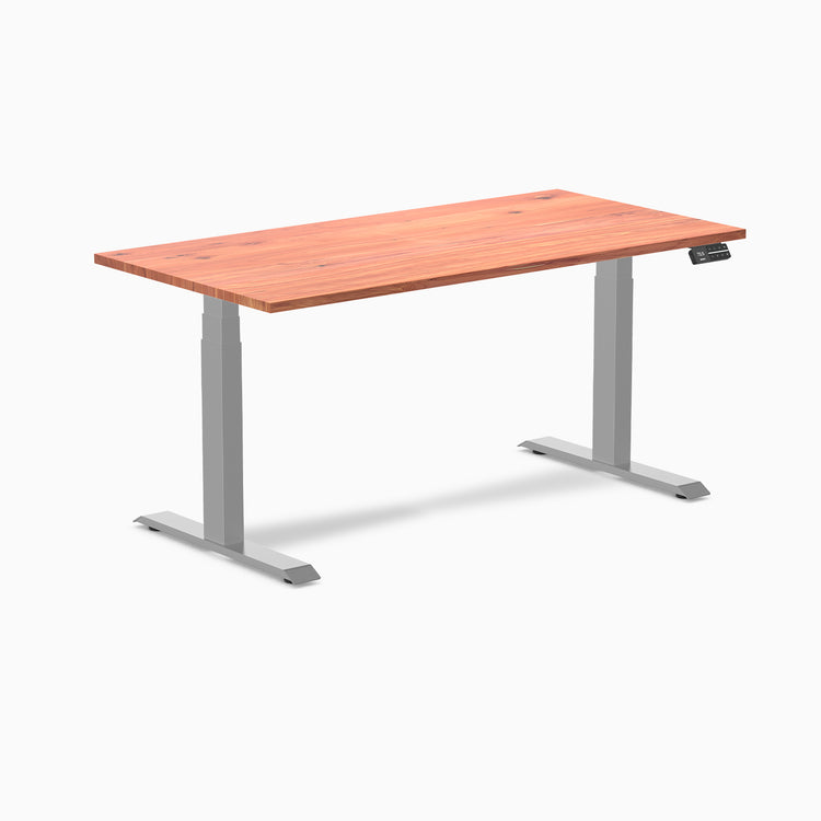 Electric dual softwood sit stand desk Red cedar - Desky