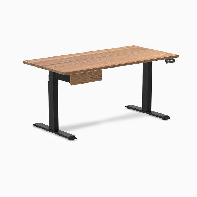 Electric dual standing desk hardwood with drawer Red oak - Desky