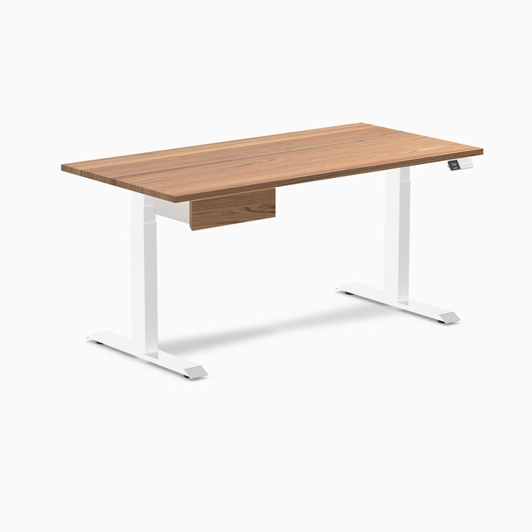 Electric dual standing desk hardwood with drawer Red oak - Desky