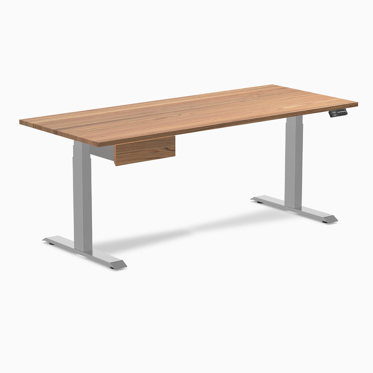 Electric dual standing desk hardwood with drawer Red oak - Desky