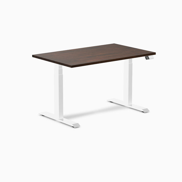 Electric Dual Rubberwood Sit Stand Desk Dark walnut - Desky