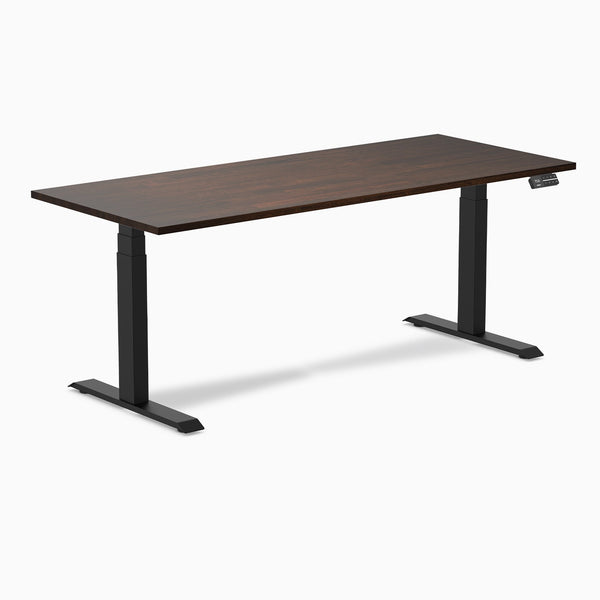 Electric Dual Rubberwood Sit Stand Desk dark walnut - Desky