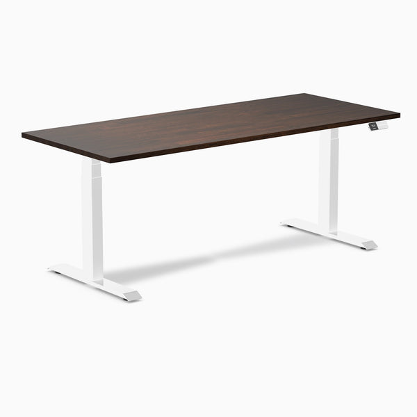 Electric Dual Rubberwood Sit Stand Desk dark walnut - Desky