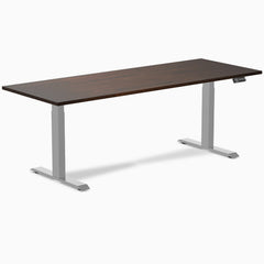 Electric Dual Rubberwood Sit Stand Desk dark walnut - Desky
