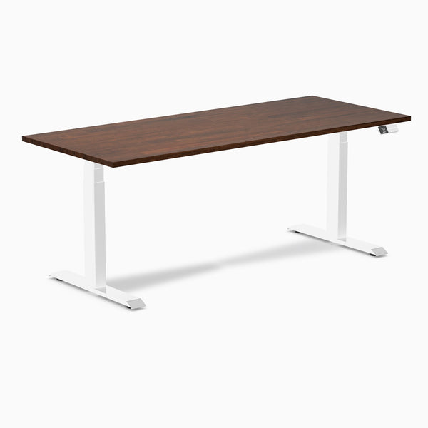 Electric Dual Rubberwood Sit Stand Desk red walnut - Desky