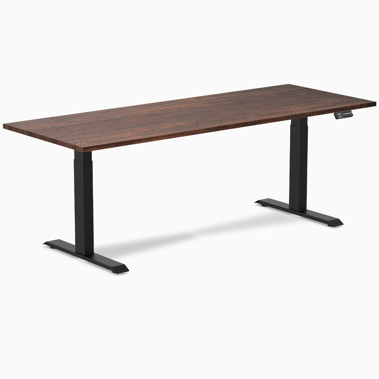 Electric dual softwood sit stand desk Rustic pine - Desky