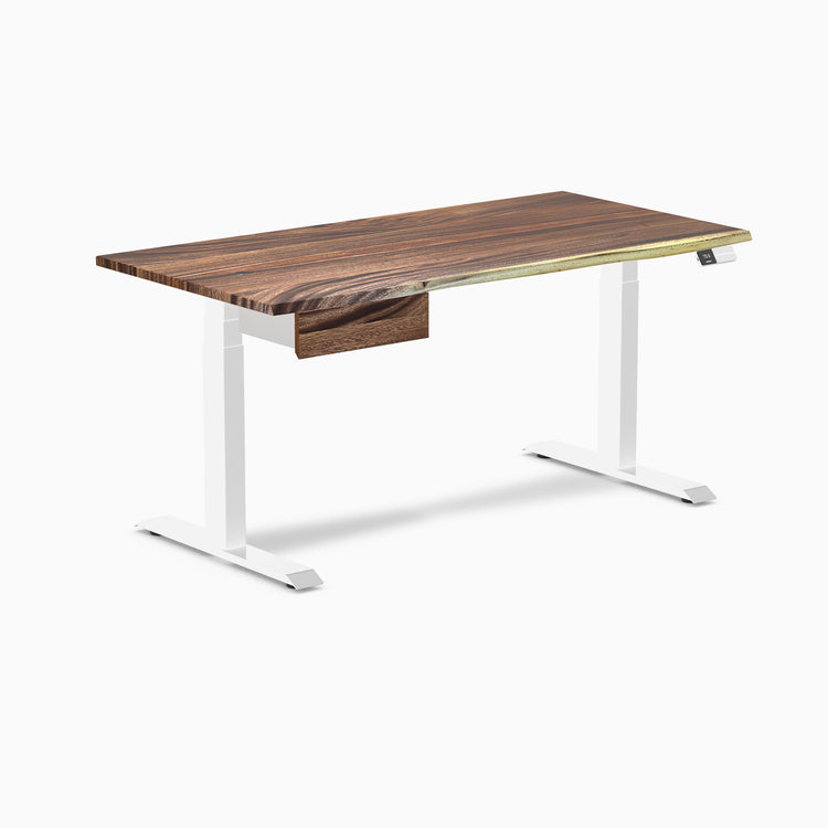 Electric dual standing desk hardwood with drawer Saman - Desky