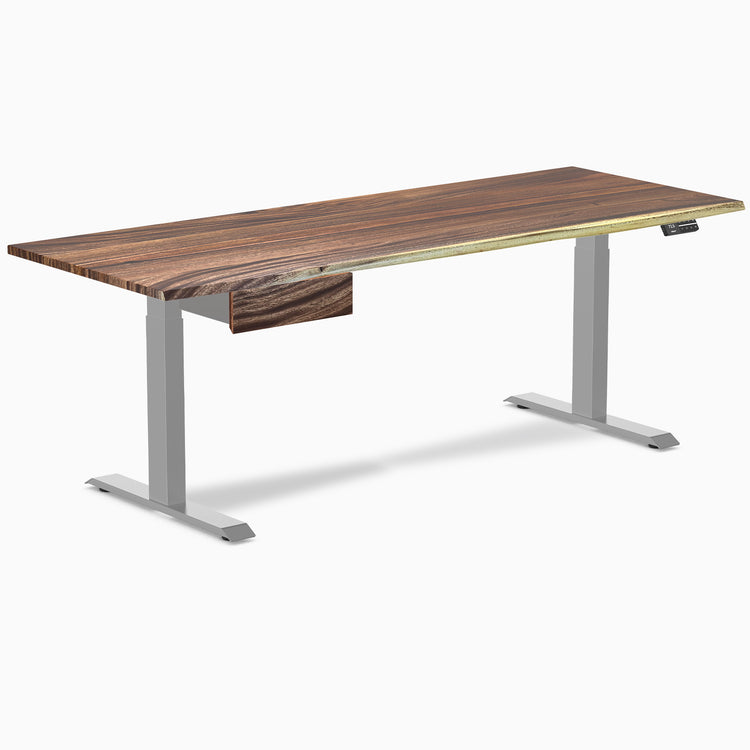 Electric dual standing desk hardwood with drawer Saman - Desky