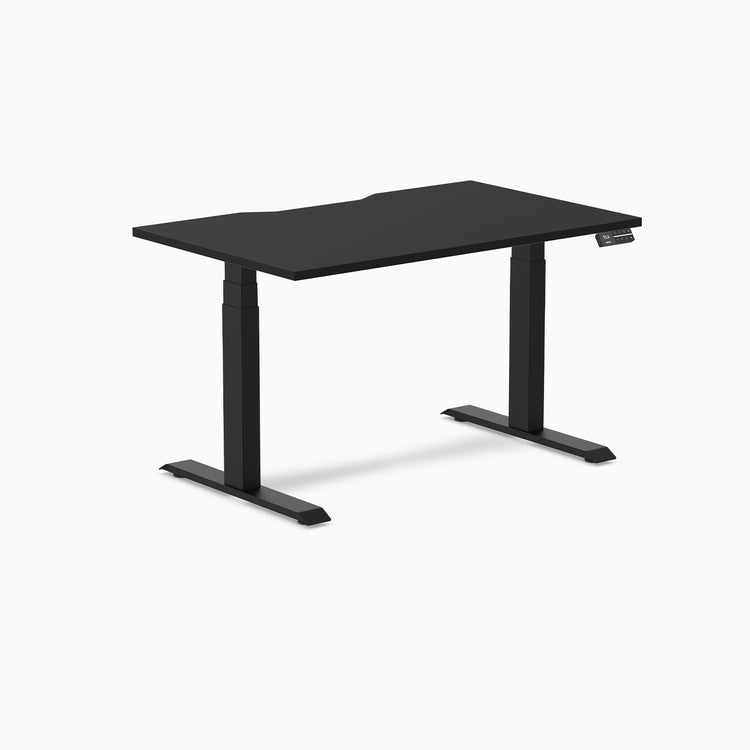 Almost Perfect Desky Dual Scalloped Melamine Sit Stand Desk-Black Desky®