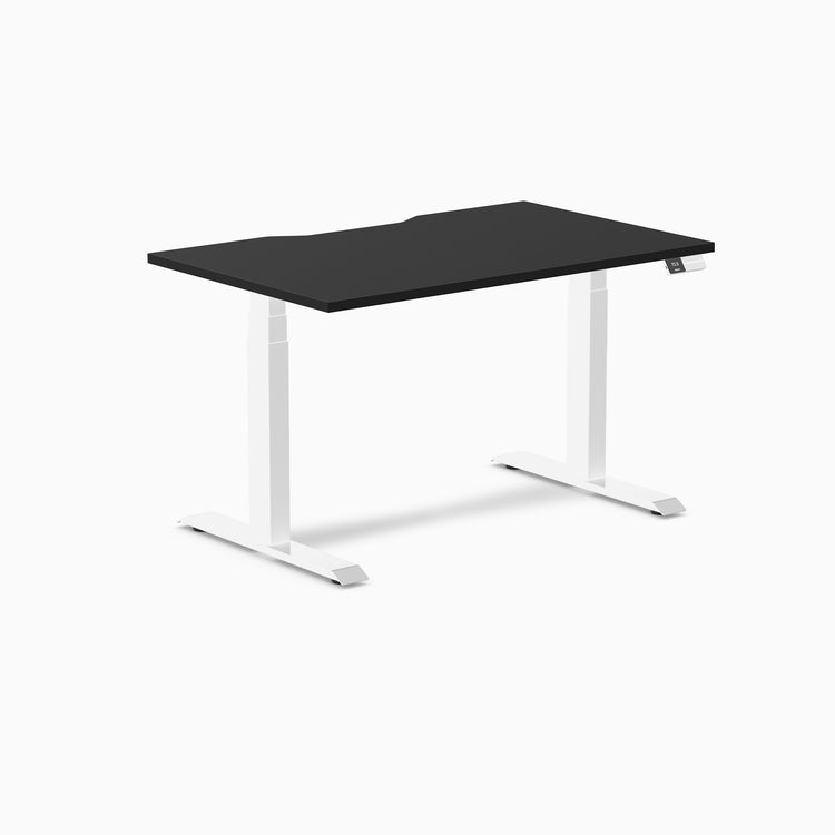 Almost Perfect Desky Dual Scalloped Melamine Sit Stand Desk-Black Desky®