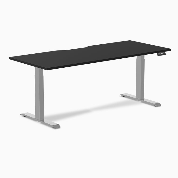 Almost Perfect Desky Dual Scalloped Melamine Sit Stand Desk-Black Desky®