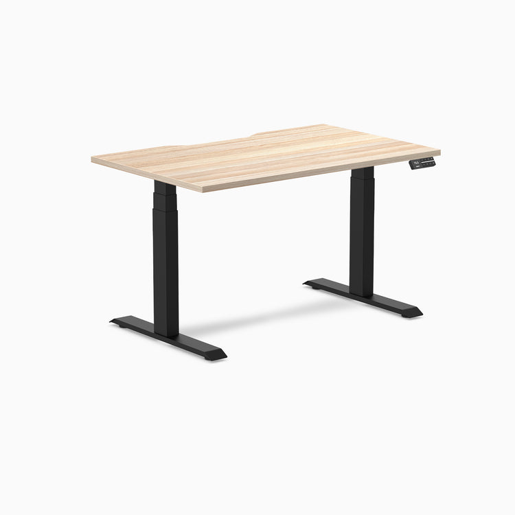 Almost Perfect Desky Dual Scalloped Melamine Sit Stand Desk-Classic Oak Desky®