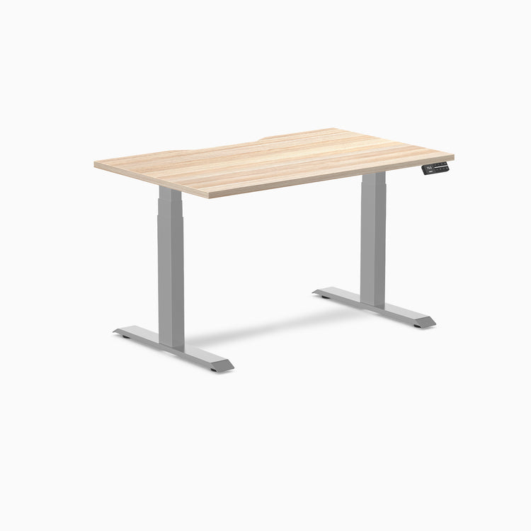 Almost Perfect Desky Dual Scalloped Melamine Sit Stand Desk-Classic Oak Desky®