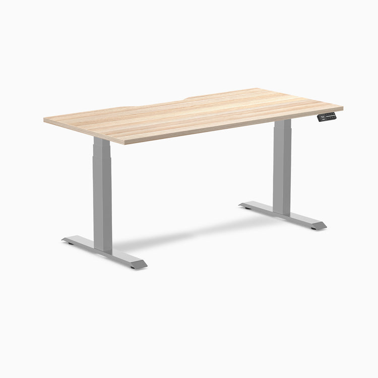 Almost Perfect Desky Dual Scalloped Melamine Sit Stand Desk-Classic Oak Desky®