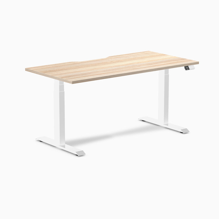 Almost Perfect Desky Dual Scalloped Melamine Sit Stand Desk-Classic Oak Desky®