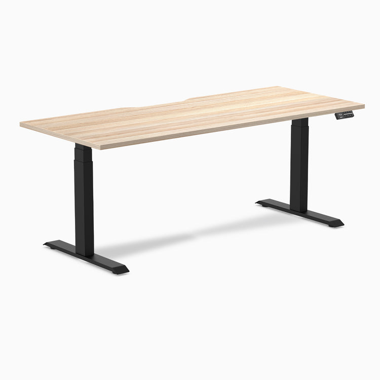 Almost Perfect Desky Dual Scalloped Melamine Sit Stand Desk-Classic Oak Desky®