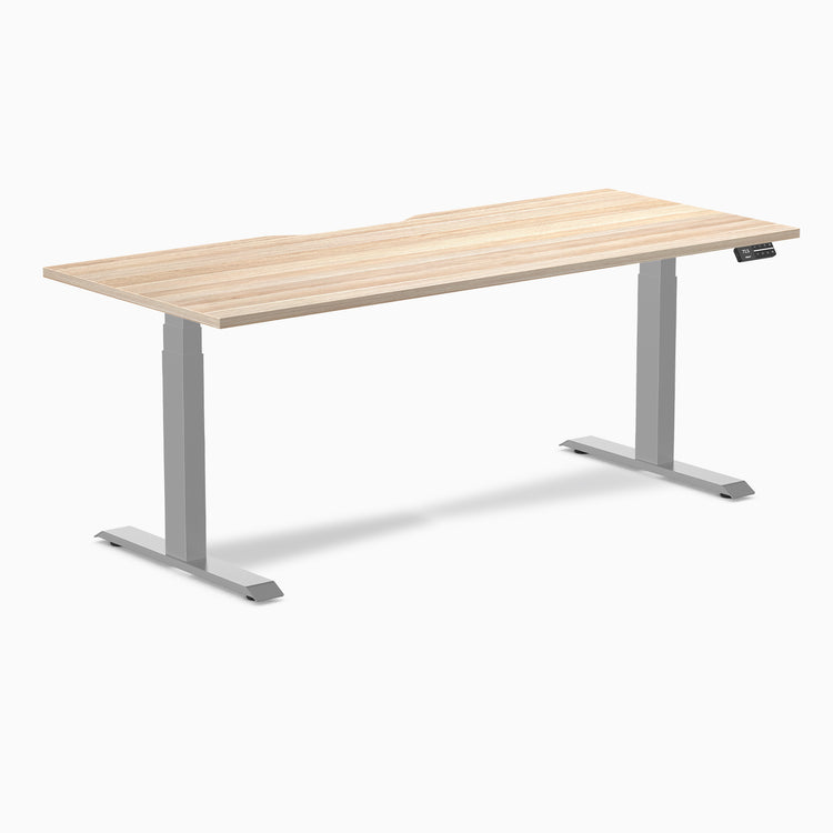 Almost Perfect Desky Dual Scalloped Melamine Sit Stand Desk-Classic Oak Desky®