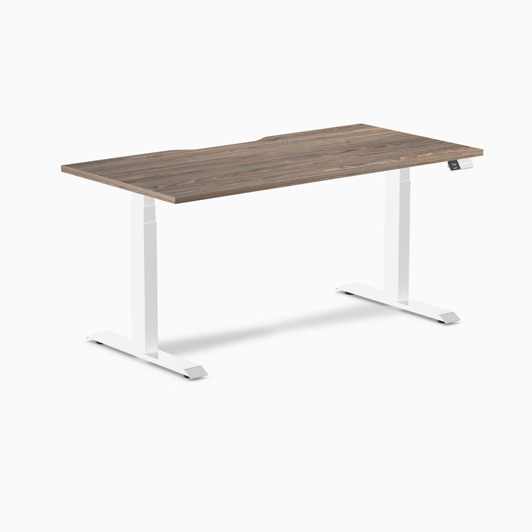 Almost Perfect Desky Dual Scalloped Melamine Sit Stand Desk-Natural Walnut Desky®